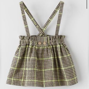 ZARA BLACK AND NEON GREEN PLAID SKIRT SIZE 3-4Y